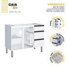 Balcão Para Pia 120cm Em Aço 2 Portas 3 Gavetas Gaia  Branco