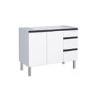 Balcão Para Pia 120cm Em Aço 2 Portas 3 Gavetas Gaia  Branco