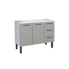 Balcão Para Pia 120cm Em Aço 2 Portas 4 Gavetas Juno  Cinza