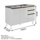 Balcao Para Pia 120cm Mdf Kali Premium 12214x16 Nicioli