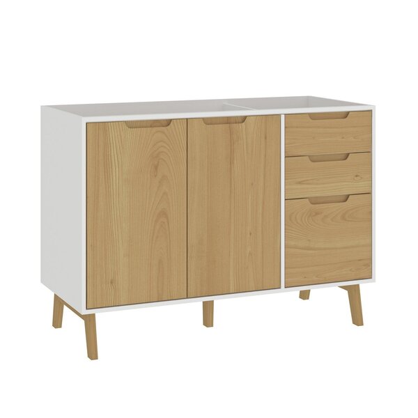 Balcão Para Pia 120cm Sem Tampo 2 Portas 3 Gavetas Com Pés Wo