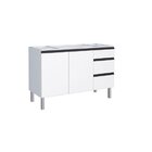 Balcão Para Pia 140cm Em Aço 2 Portas 3 Gavetas Gaia  Branco