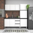 Balcão Para Pia 140cm Em Aço 2 Portas 3 Gavetas Gaia  Branco