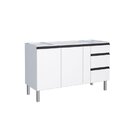 Balcão Para Pia 150cm Em Aço 2 Portas 3 Gavetas Gaia  Branco