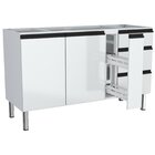 Balcão Para Pia 150cm Em Aço 2 Portas 3 Gavetas Gaia  Branco