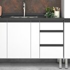 Balcão Para Pia 150cm Em Aço 2 Portas 3 Gavetas Gaia  Branco