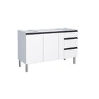 Balcão Para Pia 150cm Em Aço 2 Portas 3 Gavetas Gaia  Branco