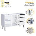 Balcão Para Pia 150cm Em Aço 2 Portas 3 Gavetas Gaia  Branco