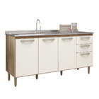 Balcão Para Pia 160 Cm Fit Nicioli Off White Cristal / Carval