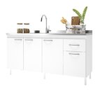 Balcão Para Pia 160cm Sem Tampo 4 Portas 1 Gaveta Moscou Bran