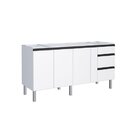 Balcão Para Pia 180cm Em Aço 2 Portas 3 Gavetas Gaia  Branco