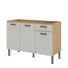 Balcão Para Pia 1 Gaveta 3 Portas Com Tampo 100% Mdf Freijo/w