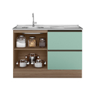 Balcão Para Pia 1 Porta 3 Gavetas Sem Tampo Berlim Carvalho M