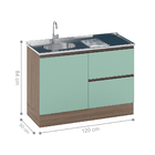 Balcão Para Pia 1 Porta 3 Gavetas Sem Tampo Berlim Carvalho M