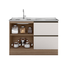 Balcão Para Pia 1 Porta 3 Gavetas Sem Tampo Berlim Carvalho O