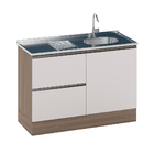 Balcão Para Pia 1 Porta 3 Gavetas Sem Tampo Berlim Carvalho O