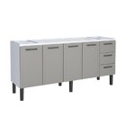 Balcão Para Pia 200cm Em Aço 4 Portas 4 Gavetas Juno  Cinza