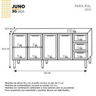 Balcão Para Pia 200cm Em Aço 4 Portas 4 Gavetas Juno  Cinza