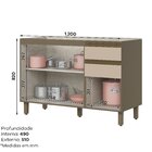 Balcão Para Pia 2 Gavetas 3 Portas 100% Mdf Aurora Espresso M