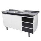 Balcão Para Pia 2 Portas 3 Gavetas  Branco/preto