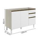 Balcao Para Pia 2p 3g 120cm Mdf Kali 16417 Nicioli