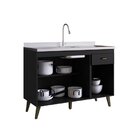 Balcão Para Pia 3 Portas 1 Gaveta Atena Gralar Preto Onix