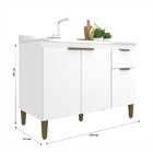 Balcao Para Pia 3 Portas 1 Gaveta Sem Tampo Alice  Branco