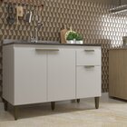 Balcao Para Pia 3 Portas 1 Gaveta Sem Tampo Alice  Branco