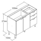 Balcão Para Pia 3 Portas 2 Gavetas Hera Wood/malbec