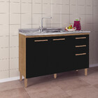 Balcão Para Pia 3 Portas 2 Gavetas Sem Tampo Parma Atualle