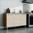 Balcão Para Pia 3 Portas Mel Poliman Móveis Carvalho/off White