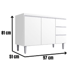 Balcão Para Pia Andréia 100 Cm 2 Portas Branco Ajl