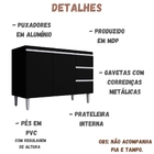 Balcão Para Pia Andréia 100 Cm 2 Portas Preto Ajl