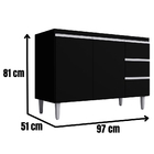 Balcão Para Pia Andréia 100 Cm 2 Portas Preto Ajl