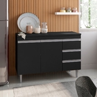 Balcão Para Pia Andréia 100 Cm 2 Portas Preto Ajl