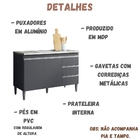 Balcão Para Pia Andréia 120 Cm 2 Portas Cinza Ajl