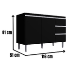 Balcão Para Pia Andréia 120 Cm 2 Portas Preto Ajl