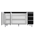 Balcão Para Pia Andréia 150 Cm 3 Portas Preto Ajl