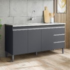 Balcão Para Pia Andréia 160 Cm 3 Portas Cinza Ajl