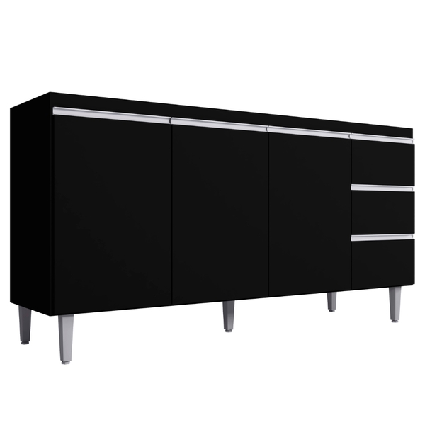 Balcão Para Pia Andréia 160 Cm 3 Portas Preto Ajl