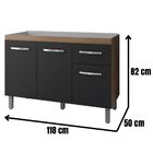 Balcão Para Pia Anita 120 Cm Moblis Savana Preto