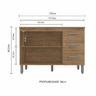 Balcão Para Pia Bella 2 Portas 3 Gavetas Carvalho - Moveis Ar