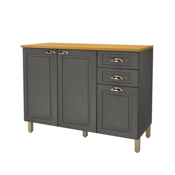 Balcão Para Pia Com Tampo 3 Portas 2 Gavetas 120cm Paris  Chu