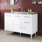 Balcão Para Pia De 1,20 Mt Aracaju Com Gavetão Branco