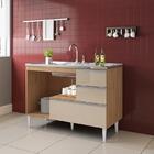 Balcão Para Pia De 1,20 Mt Maceió Com Gavetão Amendoa Off Whi