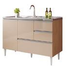 Balcão Para Pia De 1,20 Mt Maceió Com Gavetão Amendoa Off Whi