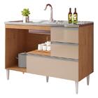 Balcão Para Pia De 1,20 Mt Maceió Com Gavetão Amendoa Off Whi