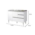 Balcão Para Pia De 1,20 Mt Maceió Com Gavetão Branco