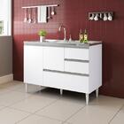 Balcão Para Pia De 1,20 Mt Maceió Com Gavetão Branco