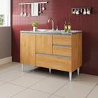 Balcão Para Pia De 1,20 Mt Maceió Com Gavetão Carvalho